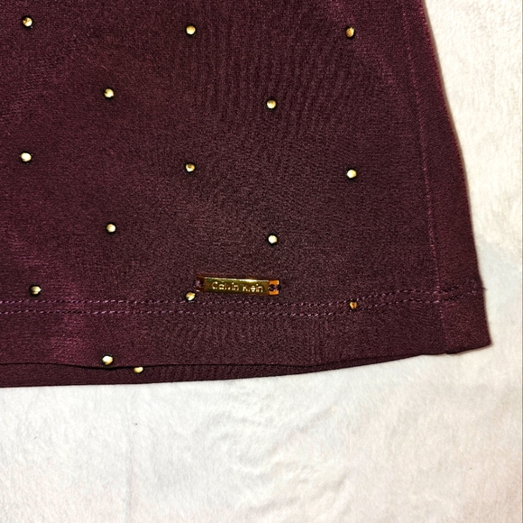NWT, Calvin Klein,M  burgundy with gold studs, short sleeve tshirt - Picture 4 of 4